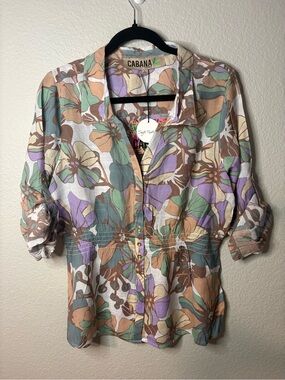 Floral Button-Down Shirt in Pastel Mix